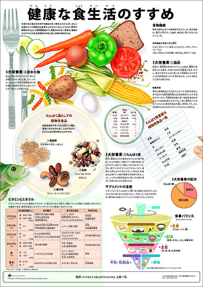 人体解剖図(人体図) ミニポスター 健康な食生活のすすめ